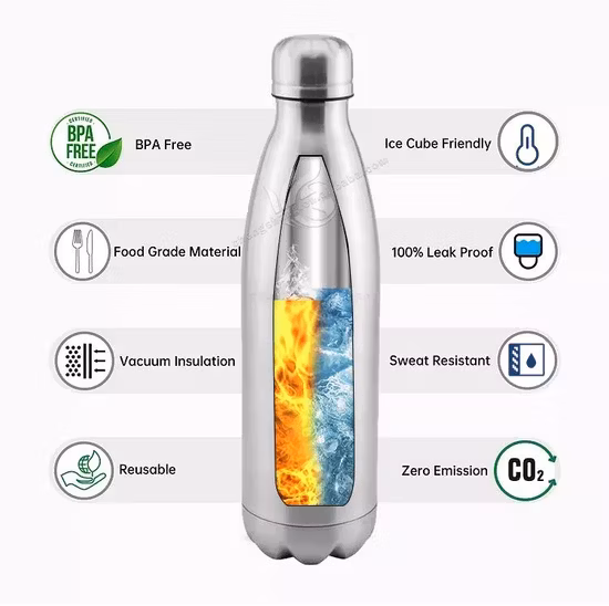 Logo personalizzato 500ml Doppia parete isolata Acqua Drink Cup Thermos Boccetta per vuoto Sport Cola Forma Bottiglia d'acqua in acciaio inossidabile