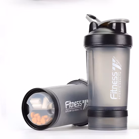 Bottiglia shaker Classic Loop Top da 400 ml, trasparente/nera