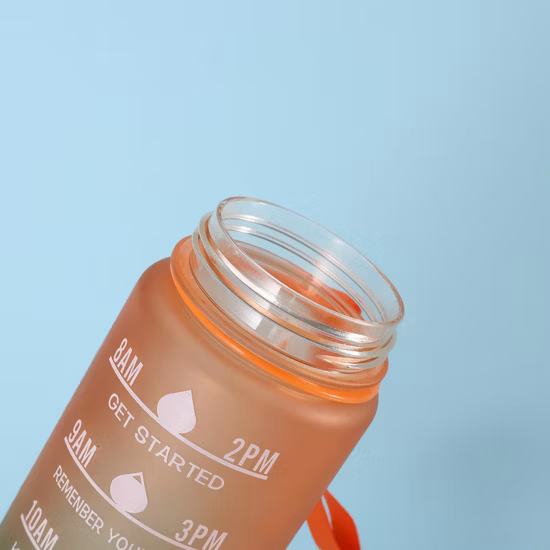 Brocca per acqua per sport all'aria aperta, in Tritan, senza BPA, a tenuta stagna, con indicatore del tempo, grande bottiglia d'acqua motivazionale in plastica